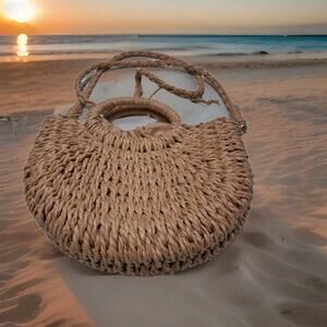 Straw Raffia Cross body purse resort beach summer Hand Bag